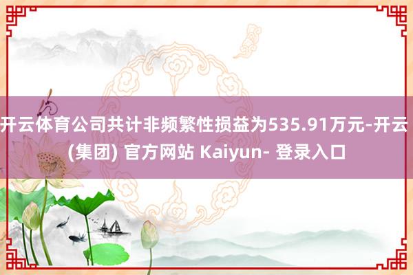 开云体育公司共计非频繁性损益为535.91万元-开云 (集团) 官方网站 Kaiyun- 登录入口