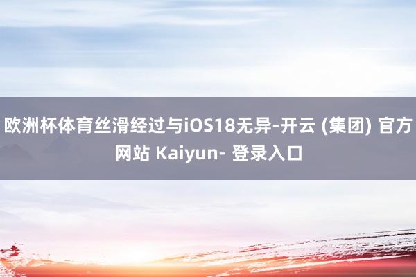 欧洲杯体育丝滑经过与iOS18无异-开云 (集团) 官方网站 Kaiyun- 登录入口